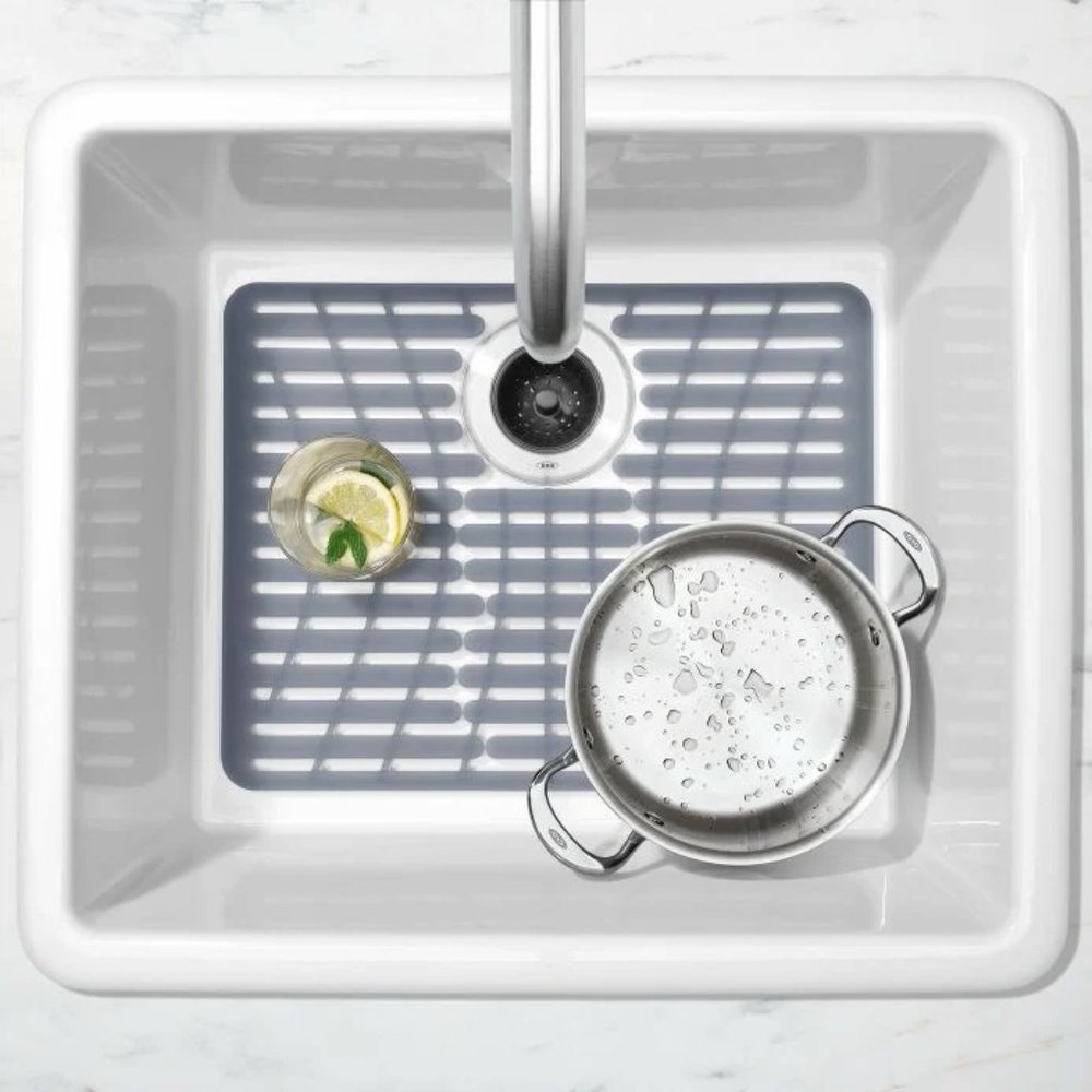 NEW OXO Flexible Heat Resistant Mesh Soft Silicone Large Sink Mat Pots Pans Dish